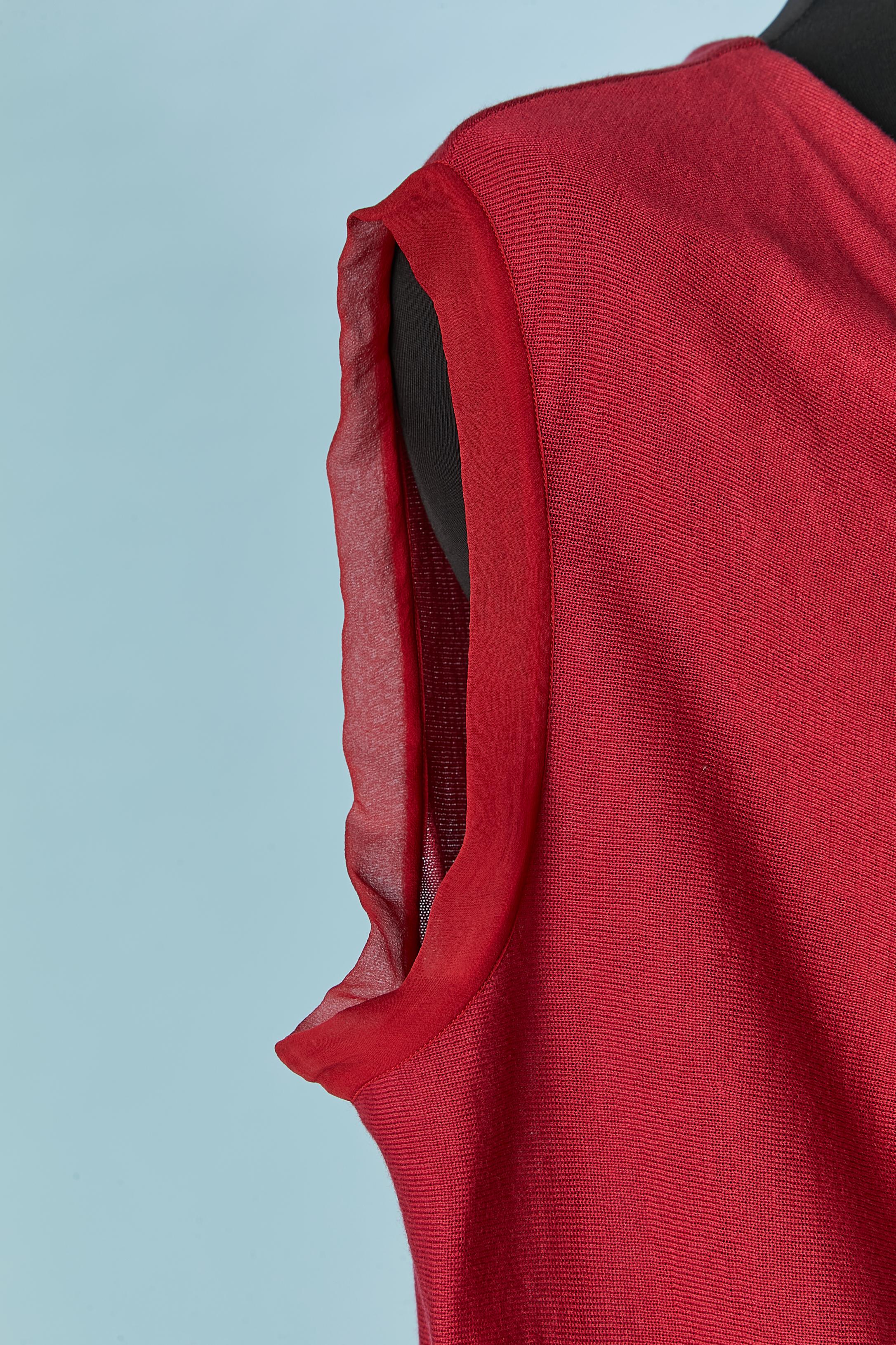 Ärmelloser Pullover Lanvin aus roter Seide und Baumwolle von Alber Elbaz  im Zustand „Hervorragend“ im Angebot in Saint-Ouen-Sur-Seine, FR