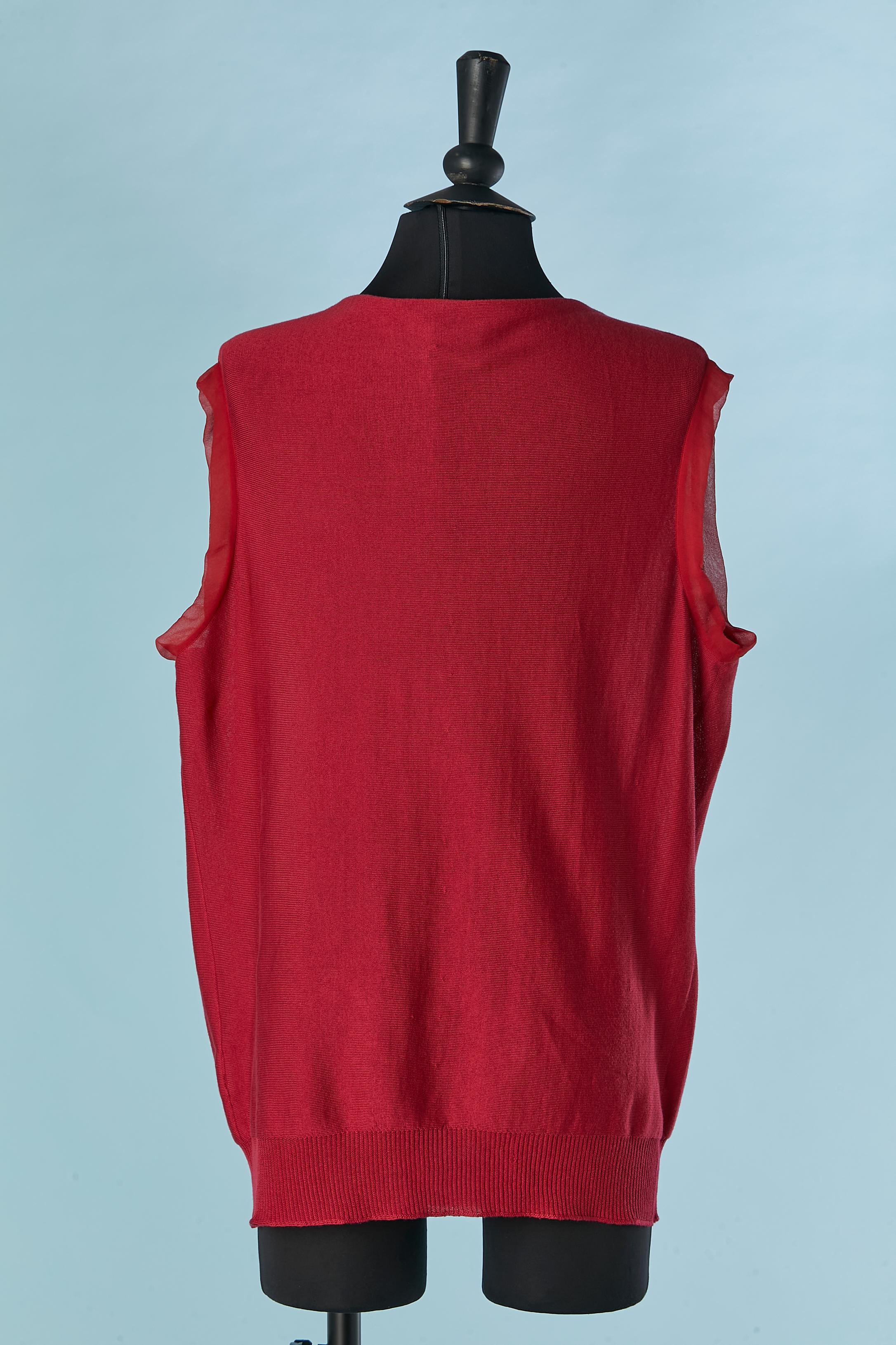 Red silk and cotton sleeveless sweater Lanvin by Alber Elbaz  For Sale 1