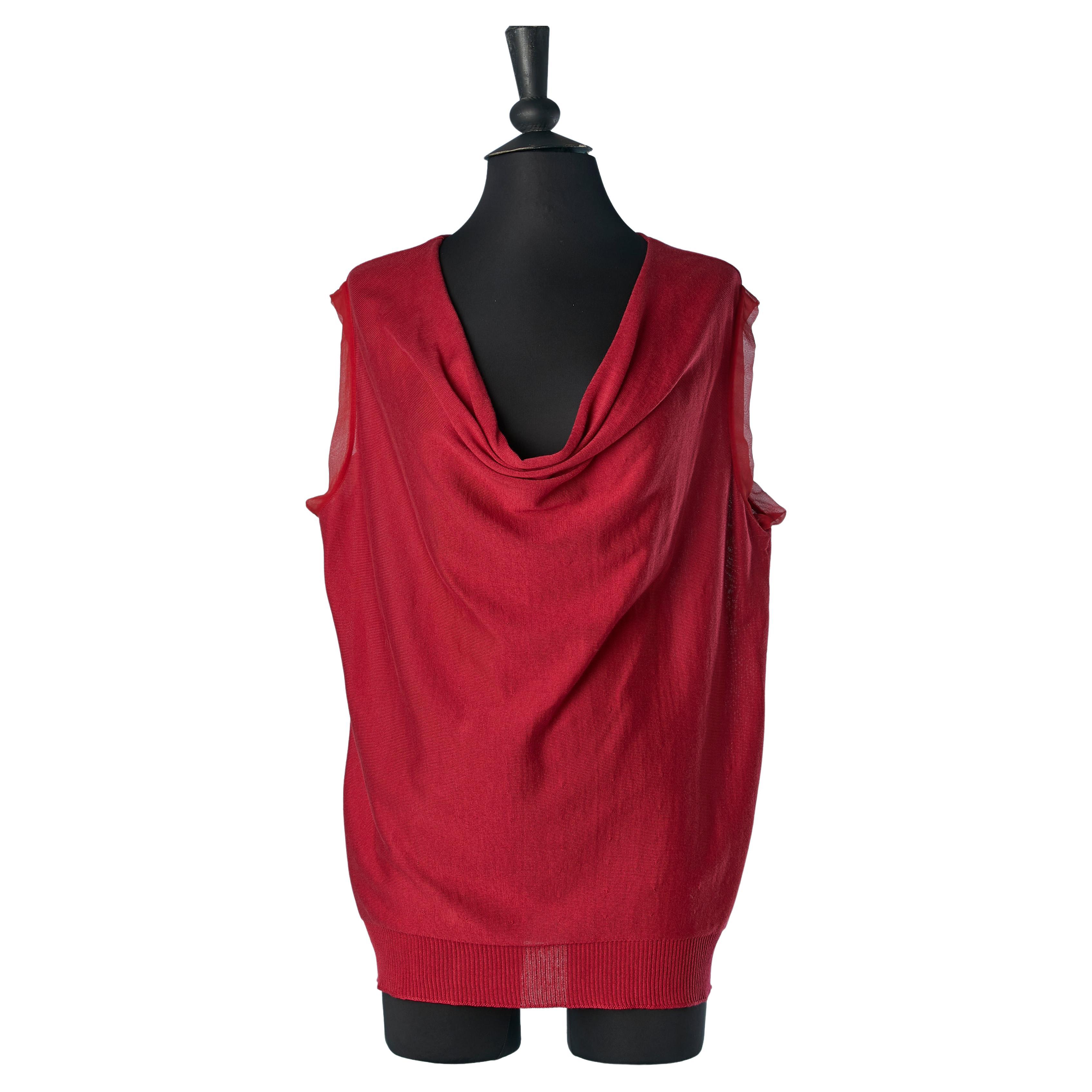 Red silk and cotton sleeveless sweater Lanvin by Alber Elbaz  For Sale
