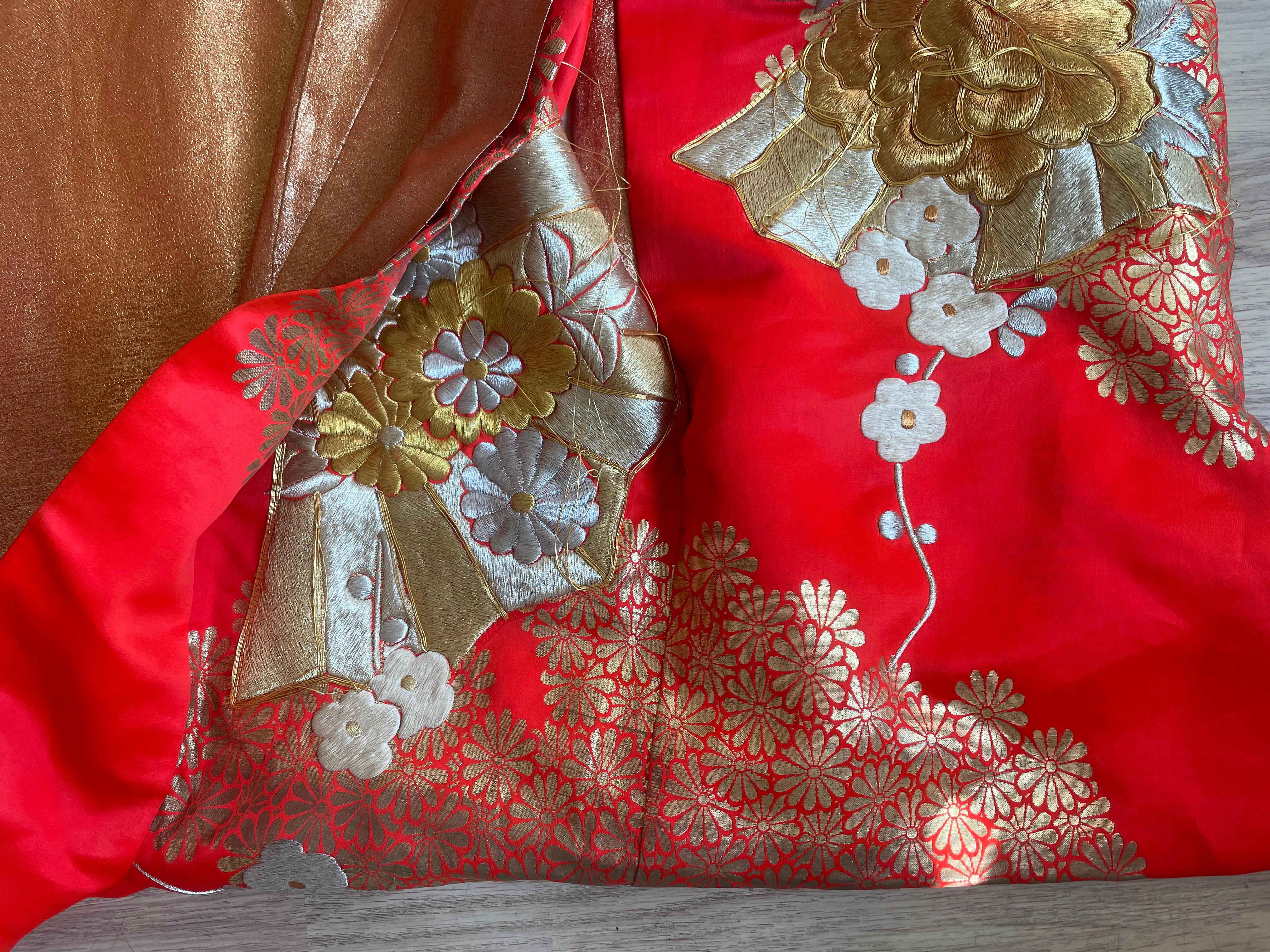 Red Silk Brocade Wedding Ceremonial Kimono, Japan. For Sale 1