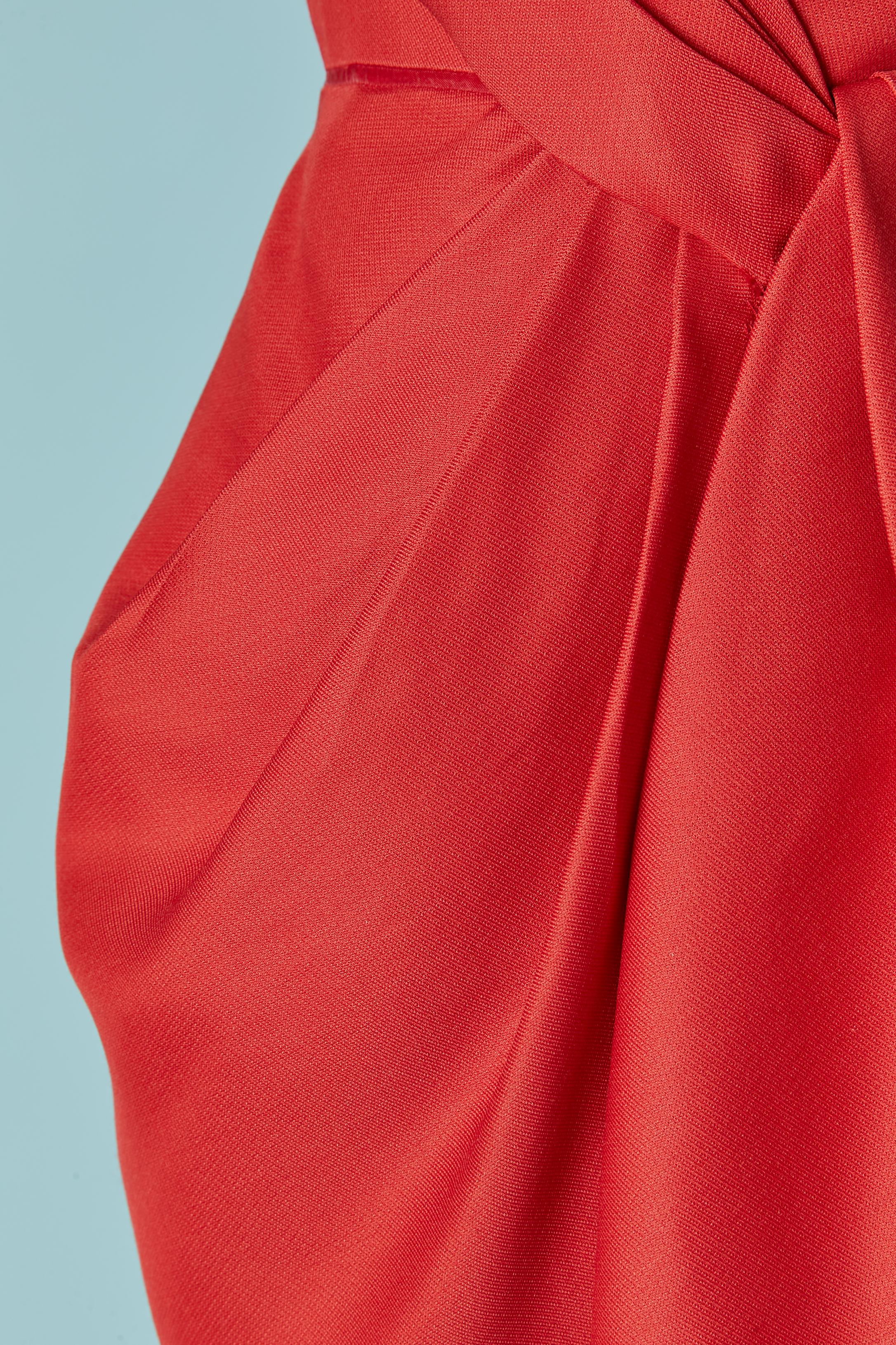 Vestido de noche bustier de seda roja envuelto por delante J Mendel en Bueno estado para la venta en Saint-Ouen-Sur-Seine, FR