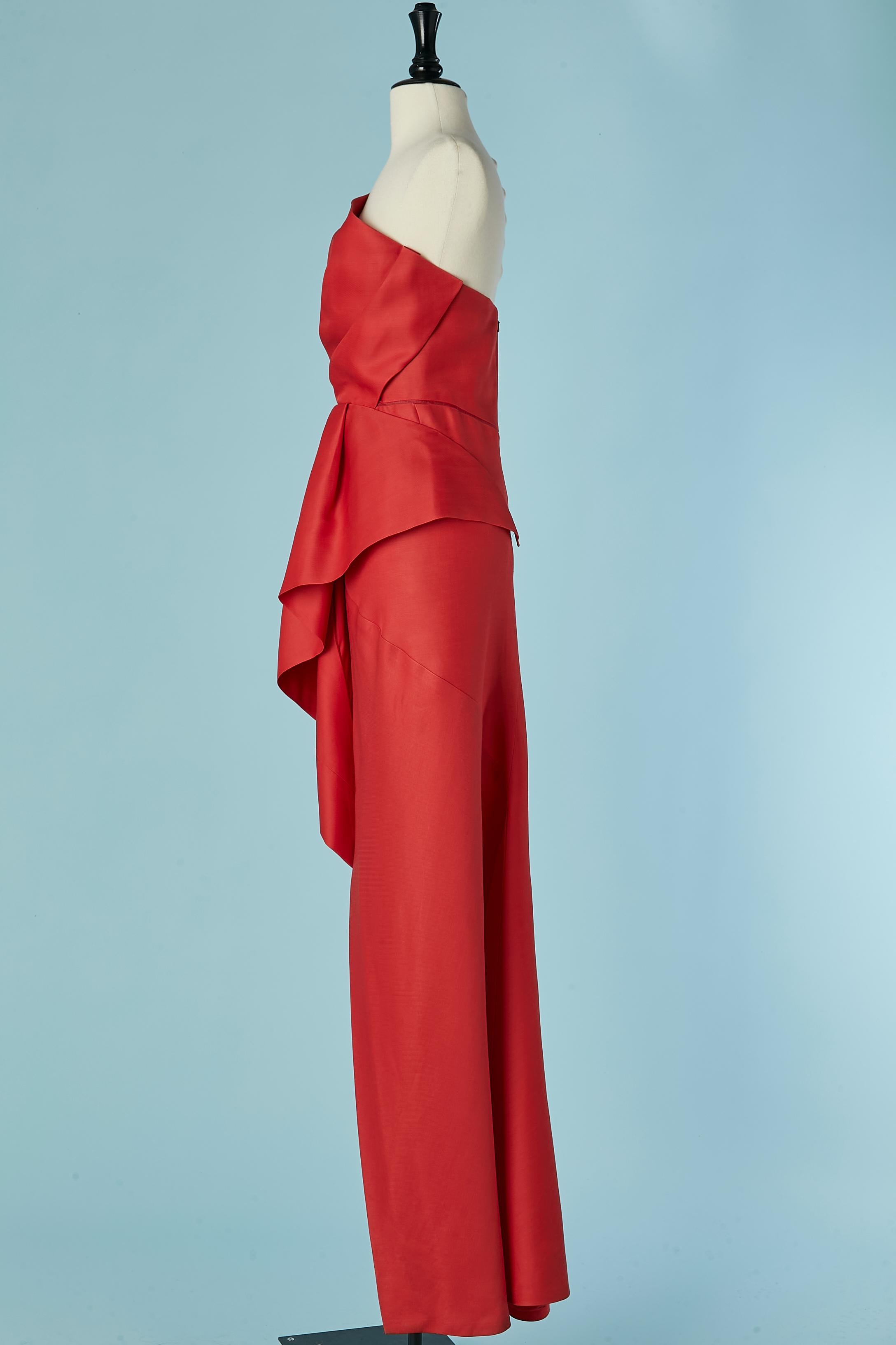 De las mujeres Vestido de noche bustier de seda roja envuelto por delante J Mendel en venta