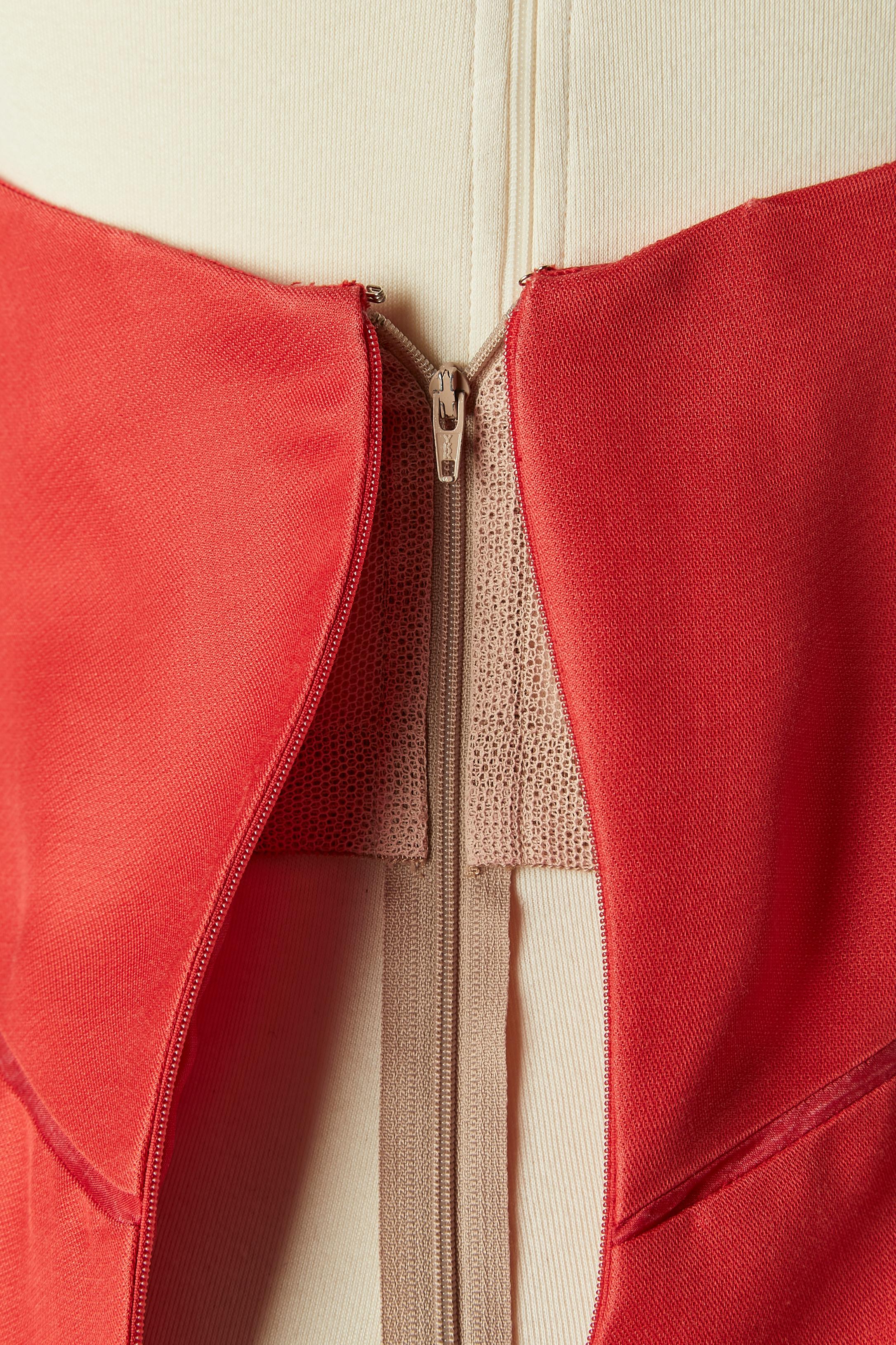 Vestido de noche bustier de seda roja envuelto por delante J Mendel en venta 3
