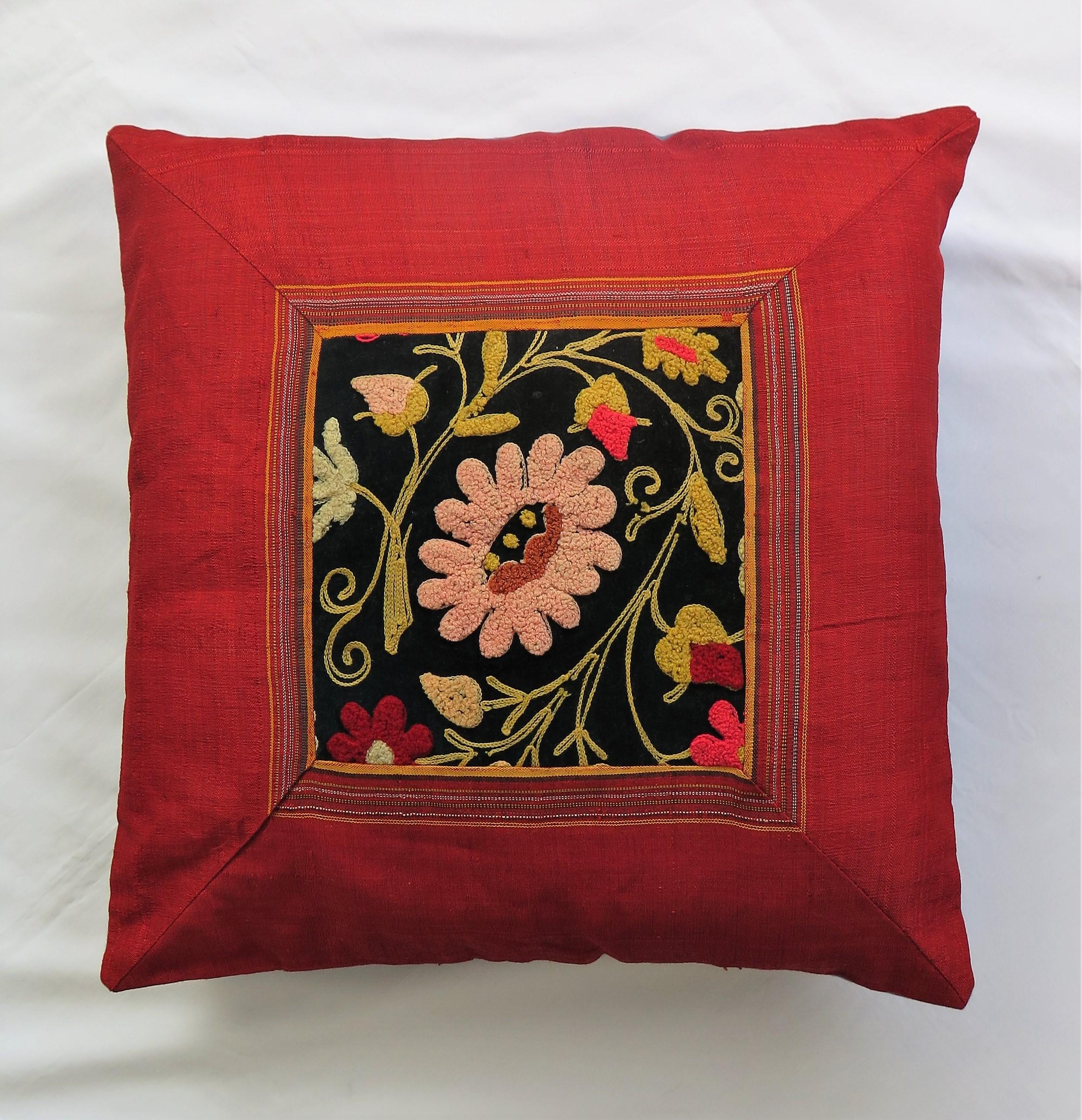 Wool Art Nouveau Cushion or Pillow hand Embroidered, Circa 1900 For Sale