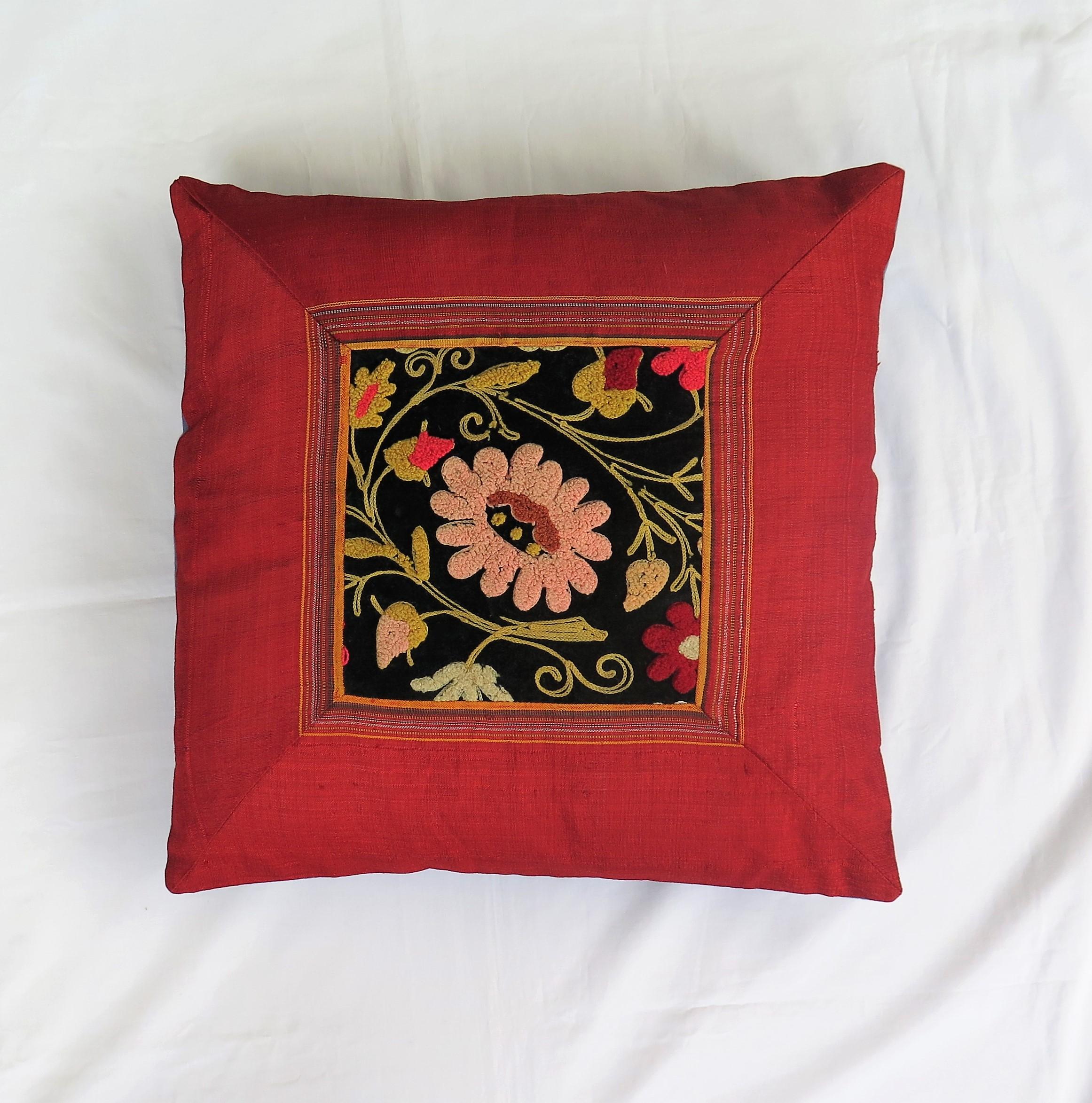 red floral cushions