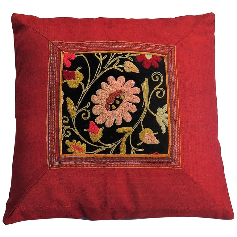 Art Nouveau Cushion or Pillow hand Embroidered, Circa 1900 For Sale at  1stDibs | red floral cushion, red silk cushions
