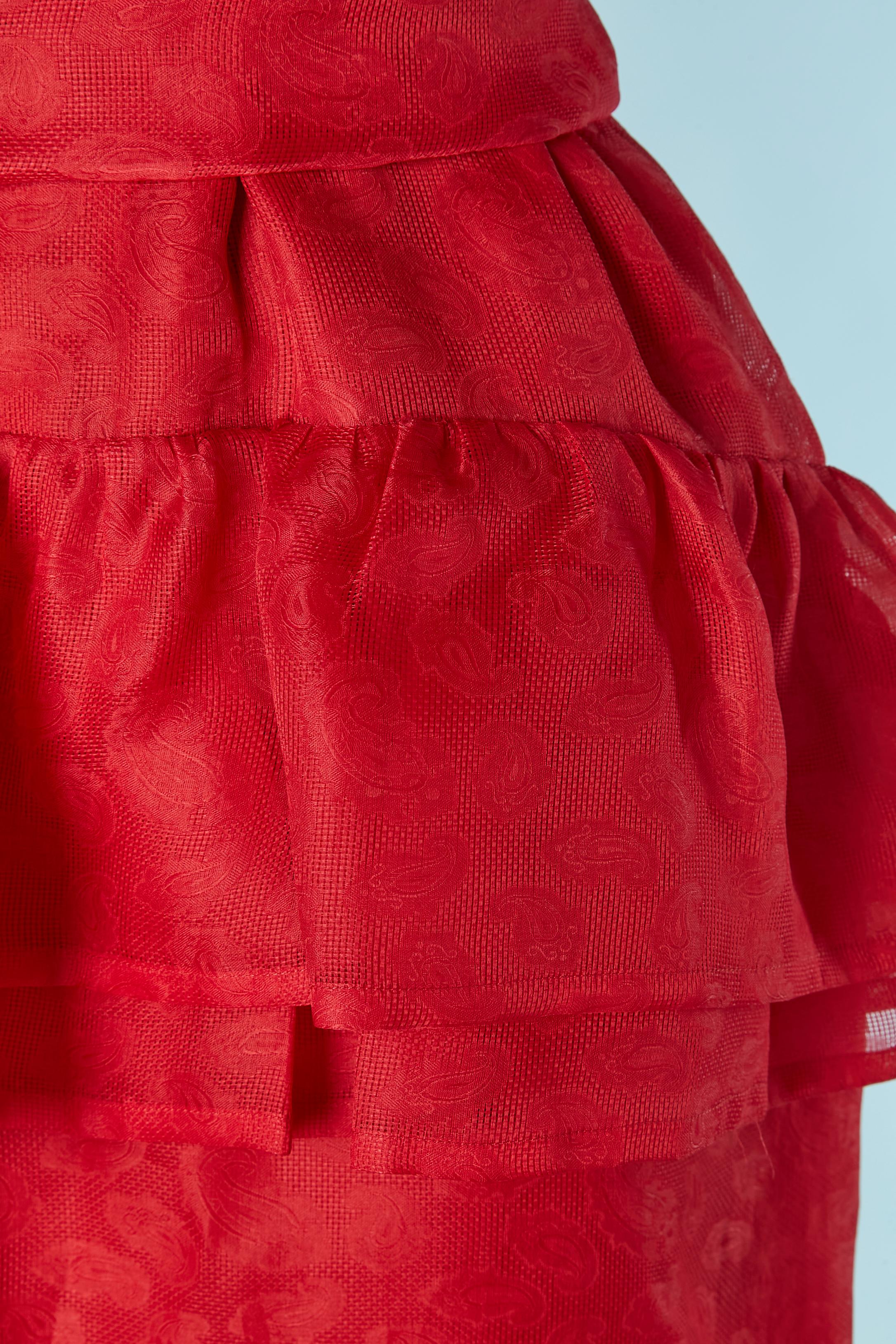 Red silk gazar sleeveless cocktail dress with belt GIVENCHY NOUVELLE BOUTIQUE en Excelente estado para la venta en Saint-Ouen-Sur-Seine, FR