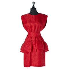 Red silk gazar sleeveless cocktail dress with belt GIVENCHY NOUVELLE BOUTIQUE