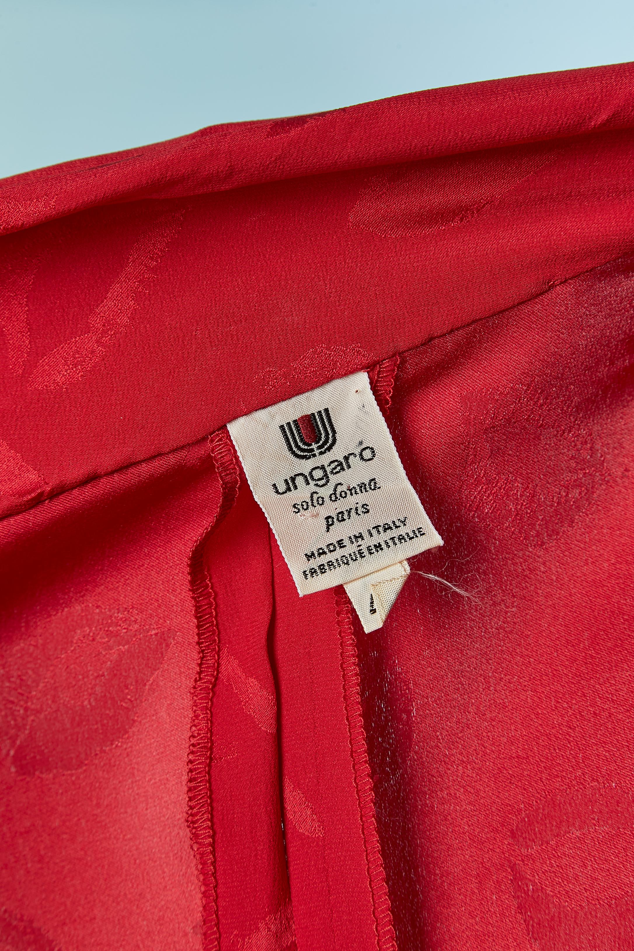 Red silk jacquard dress with 