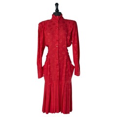 Red silk jacquard dress with "lips" pattern UNGARO Solo Donna