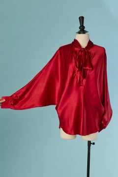 Red silk jacquard shirt with polka dot pattern and bow tie ALEXANDRE VAUTHIER