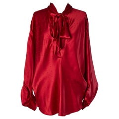 Red silk jacquard shirt with polka dot pattern and bow tie ALEXANDRE VAUTHIER