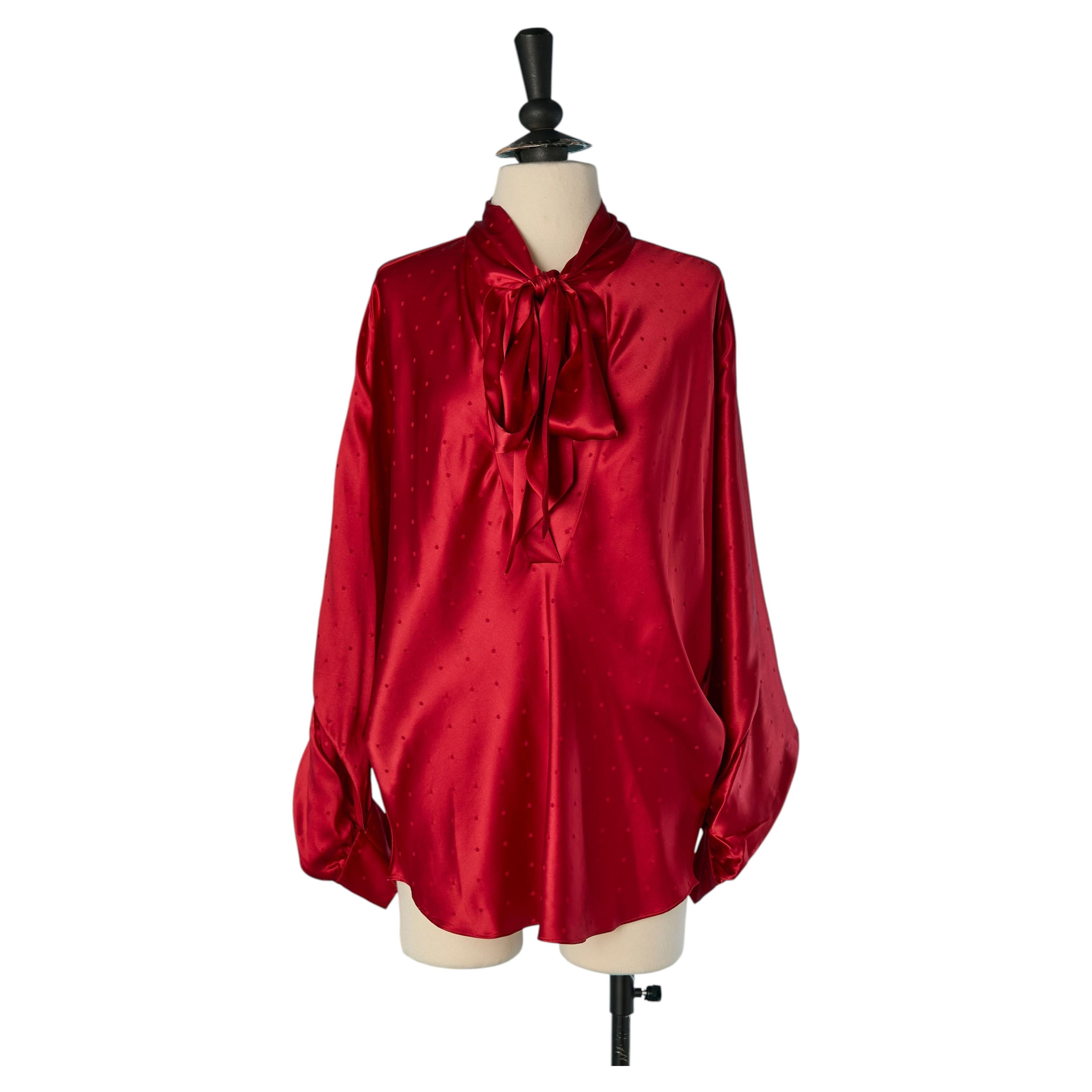 Chemise en jacquard de soie rouge à motif Dot Dot et nœud papillon ALEXANDRE VAUTHIER