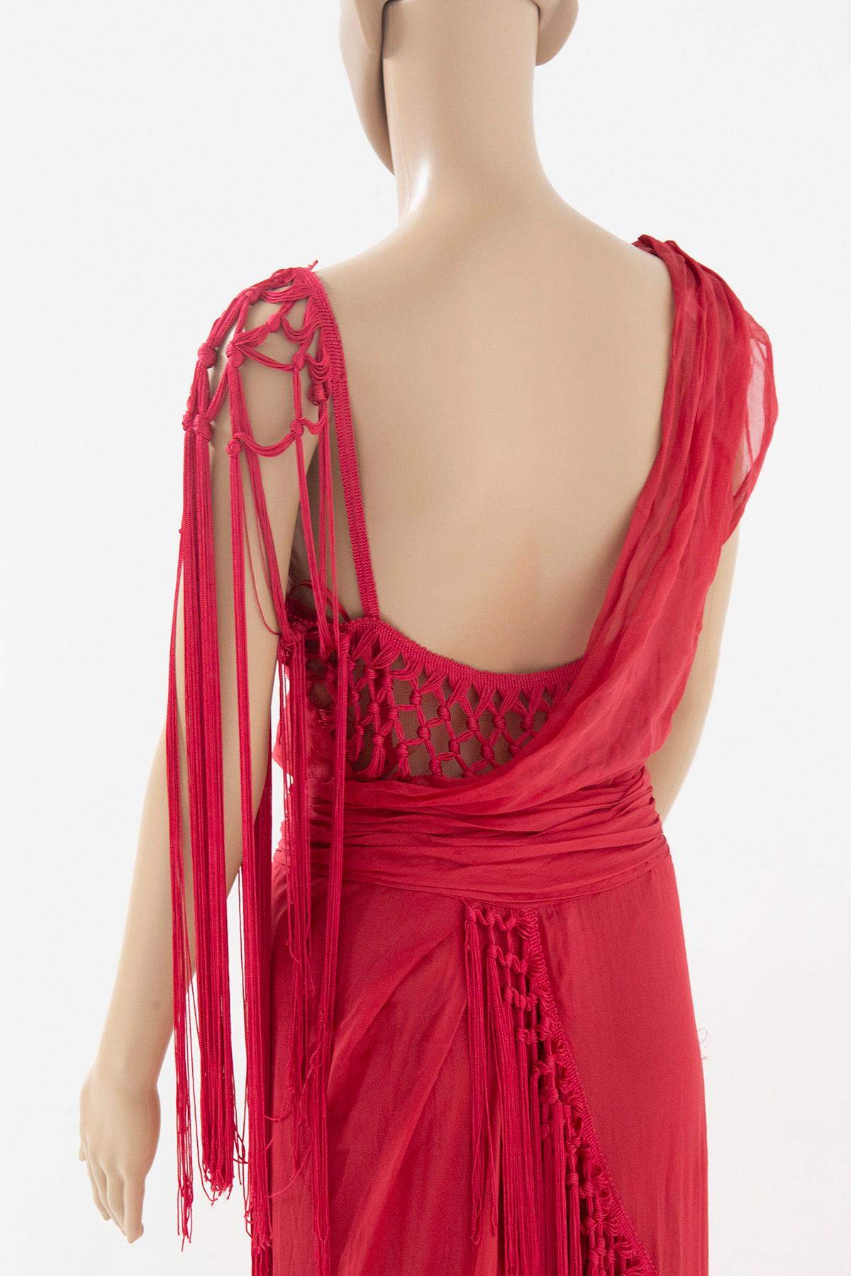 Red Silk Long Dress Alberta Ferretti For Sale 6