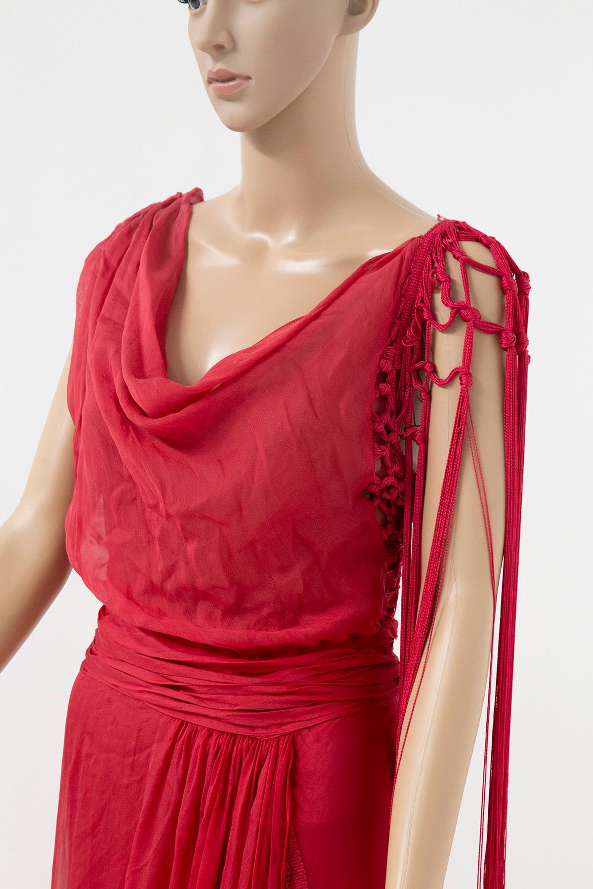 Alberta Ferretti - Robe longue en soie rouge Bon état - En vente à Milano, IT