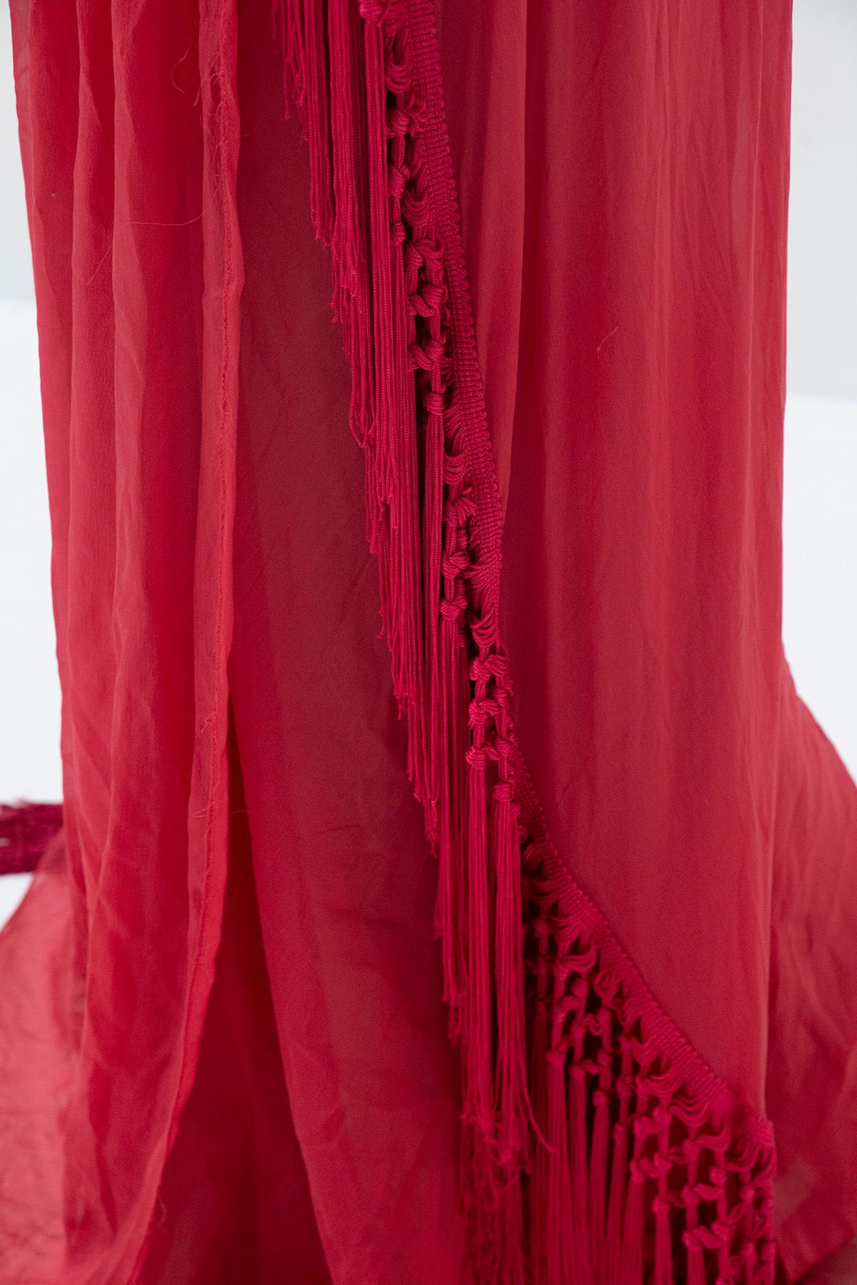 Alberta Ferretti - Robe longue en soie rouge en vente 2