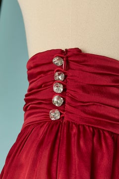 Minigonna in seta rossa con bottoni di strass Alexandre Vauthier