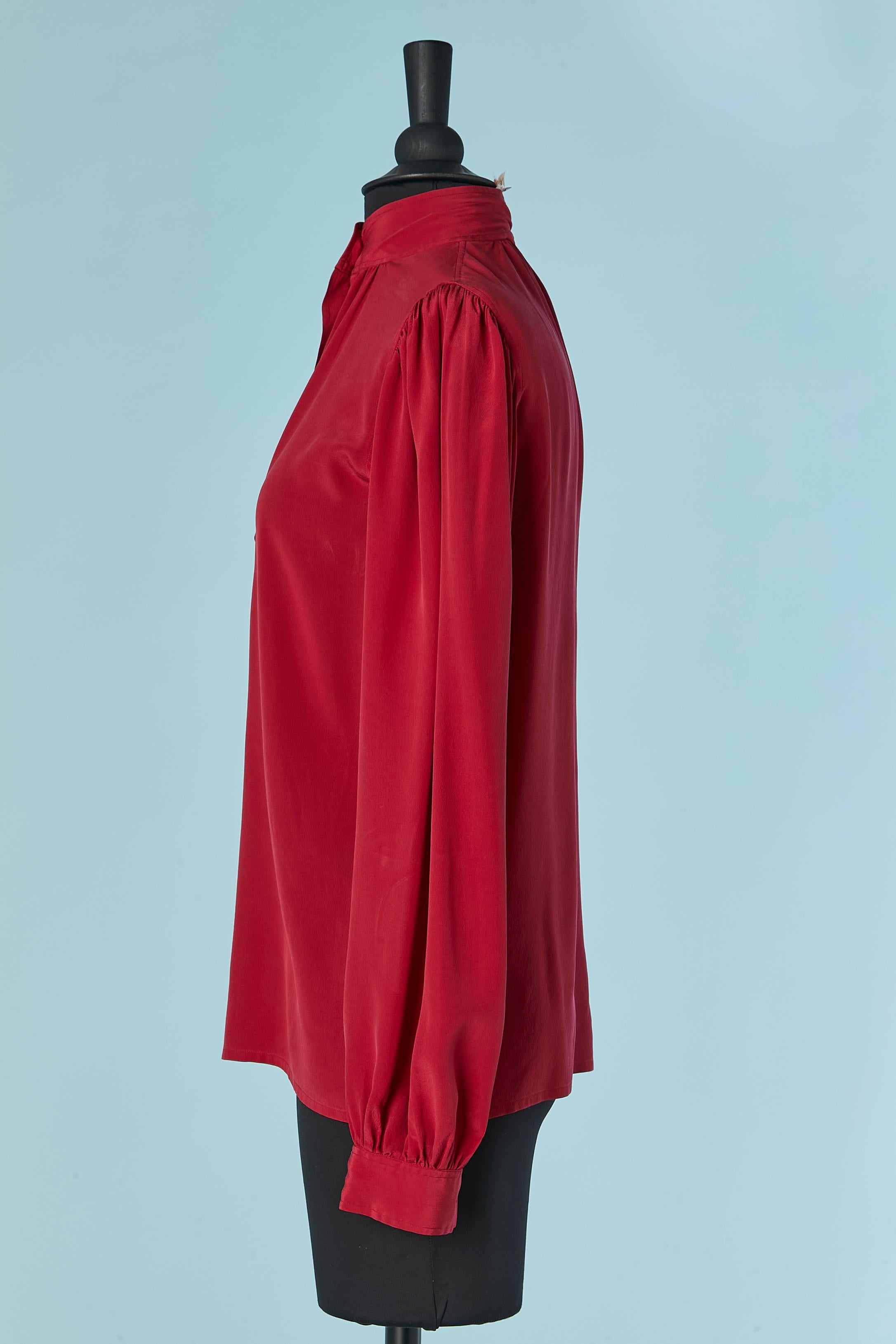 Red silk shirt Saint Laurent Rive Gauche For Sale 1