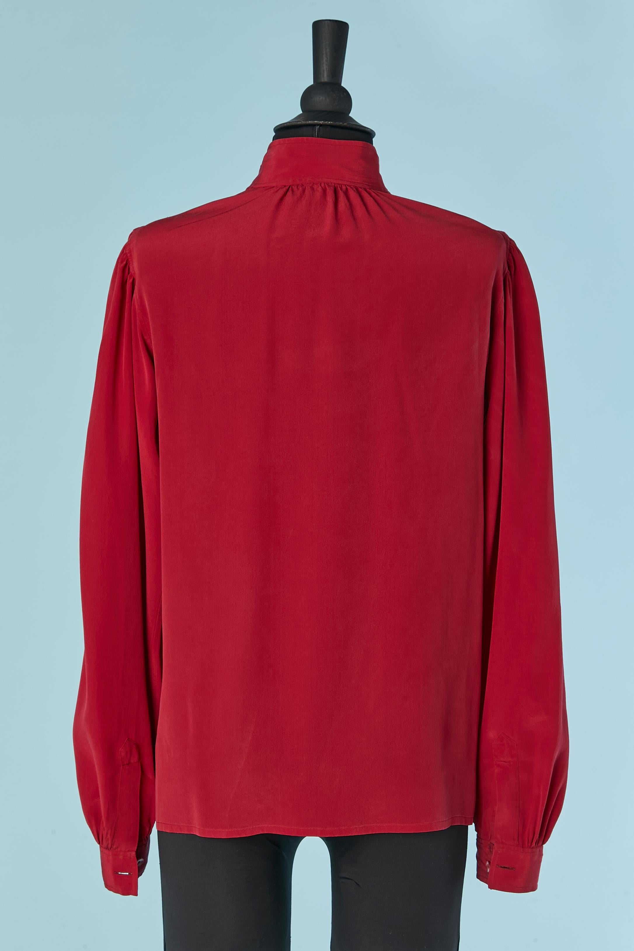 Red silk shirt Saint Laurent Rive Gauche For Sale 2