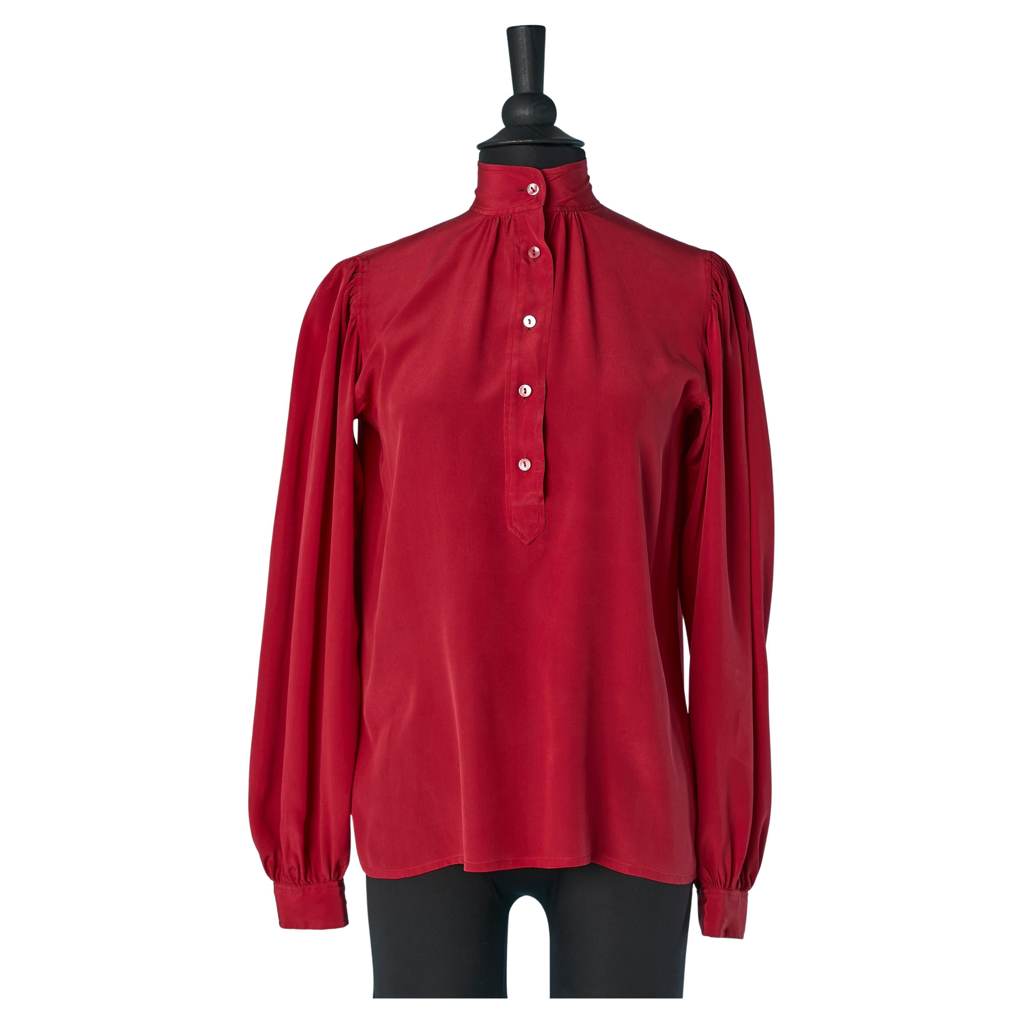 Red silk shirt Saint Laurent Rive Gauche For Sale