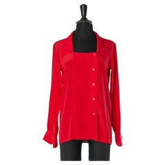 Red silk shirt with side button closure SAINT LAURENT RIVE GAUCHE