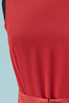 Red silk sleeveless cocktail dress with sunray pleats Miu Miu