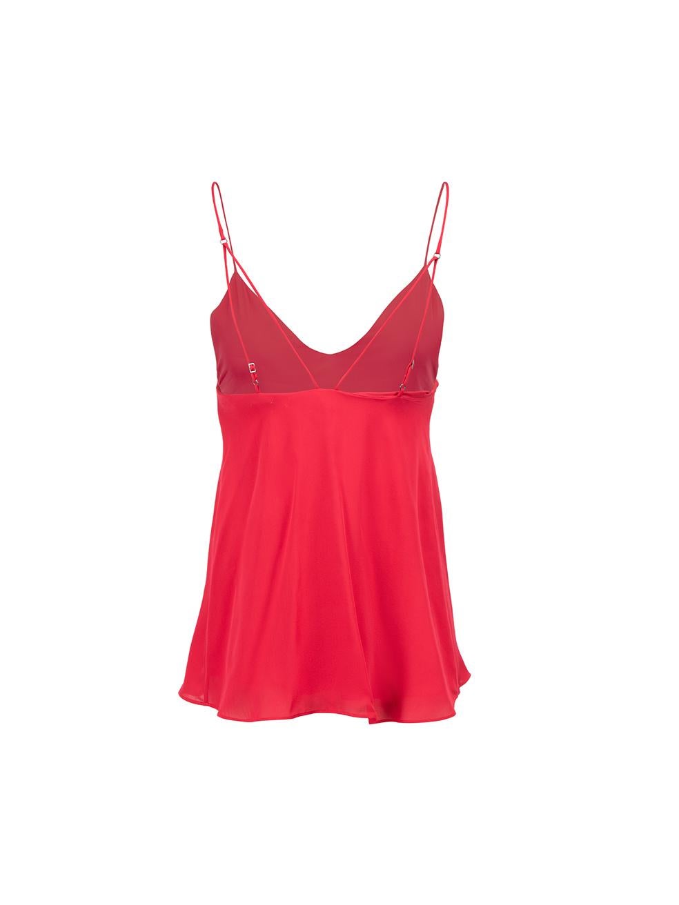 Red Silk Spaghetti Strap Tank Top Size XS In Good Condition For Sale In London, GB