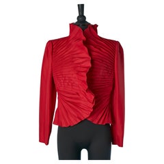 Red silk Sunray pleated jacket VALENTINO