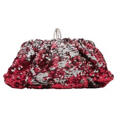 Rote & silberne Christian Louboutin-Clutch mit Paillettenbesatz