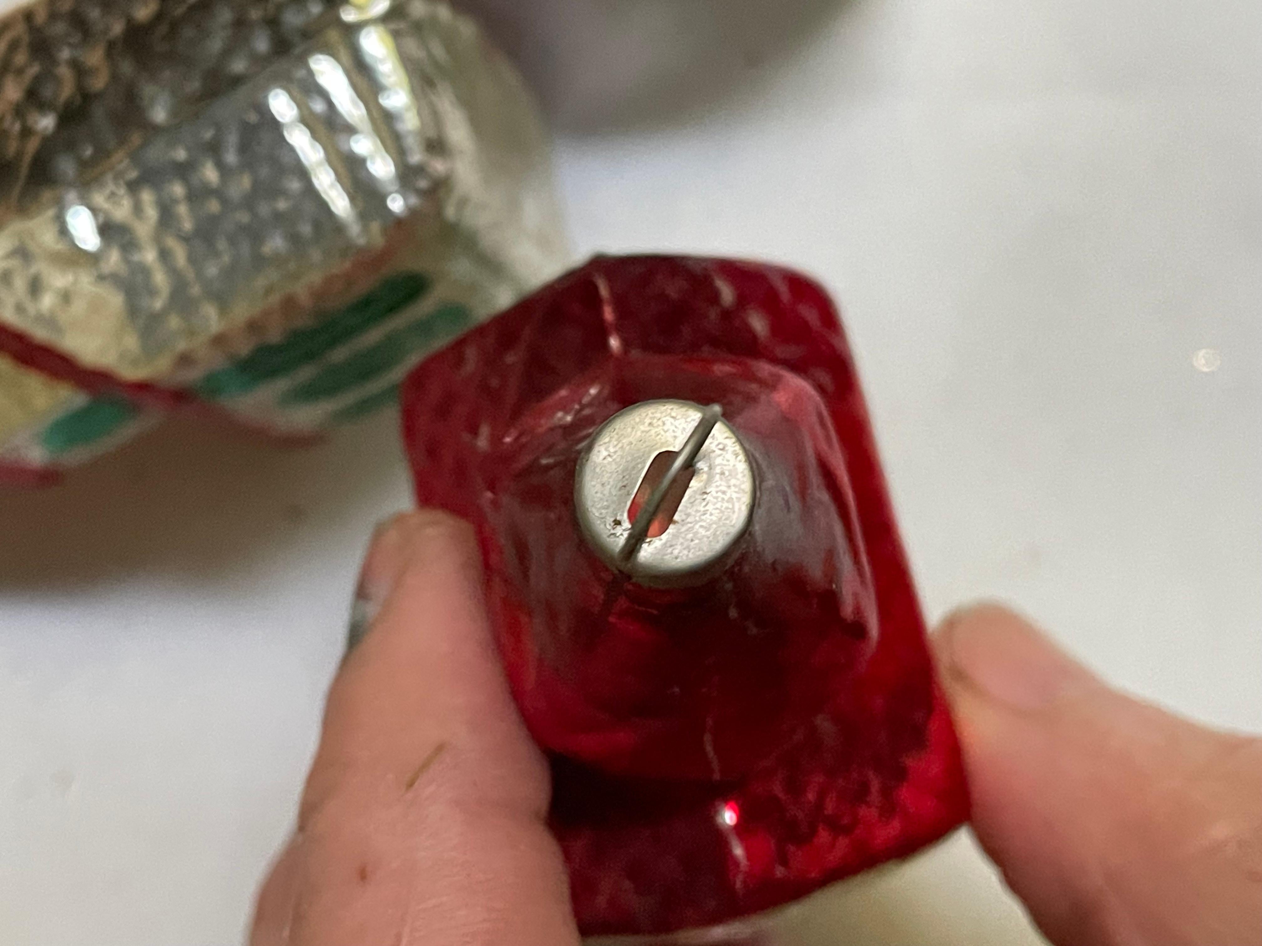 Ornamenti per l'albero di Natale della chiesa in vetro soffiato rosso e argento Mercury, lotto di 3 pezzi in vendita 6