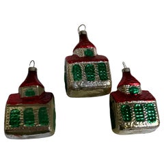 Rot & Silber Quecksilberglas mundgeblasenes Glas Kirche Weihnachtsbaum Ornamente, 3er-Set
