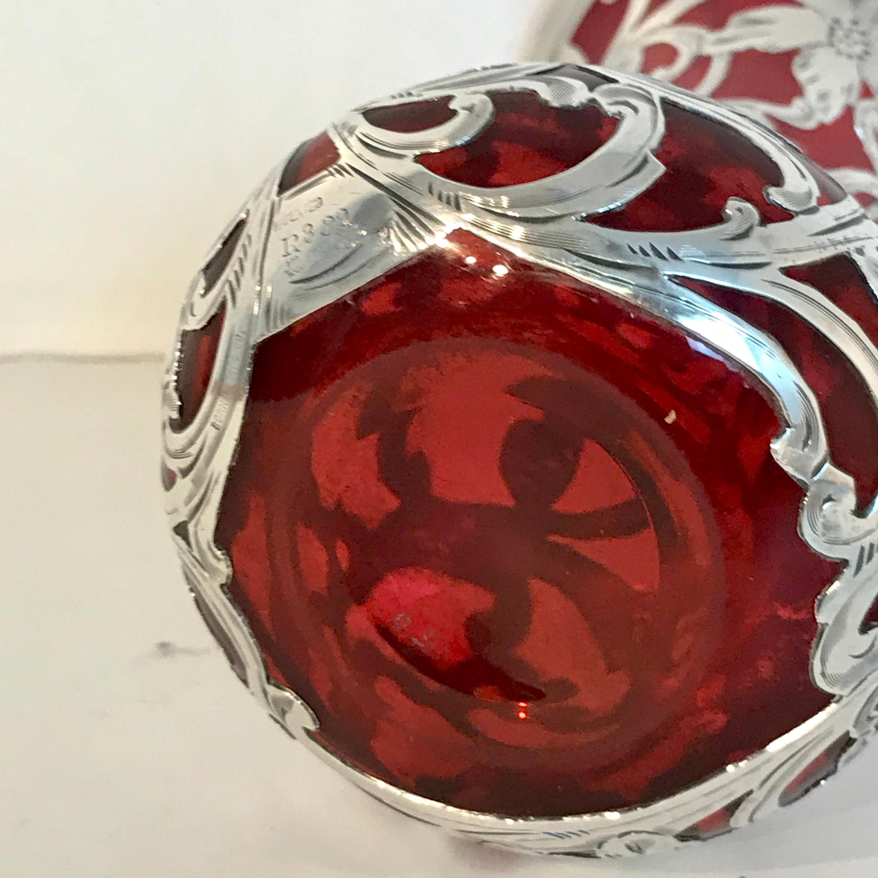 Red Silveroverlay Vase, by Alvin Silver Co. 4