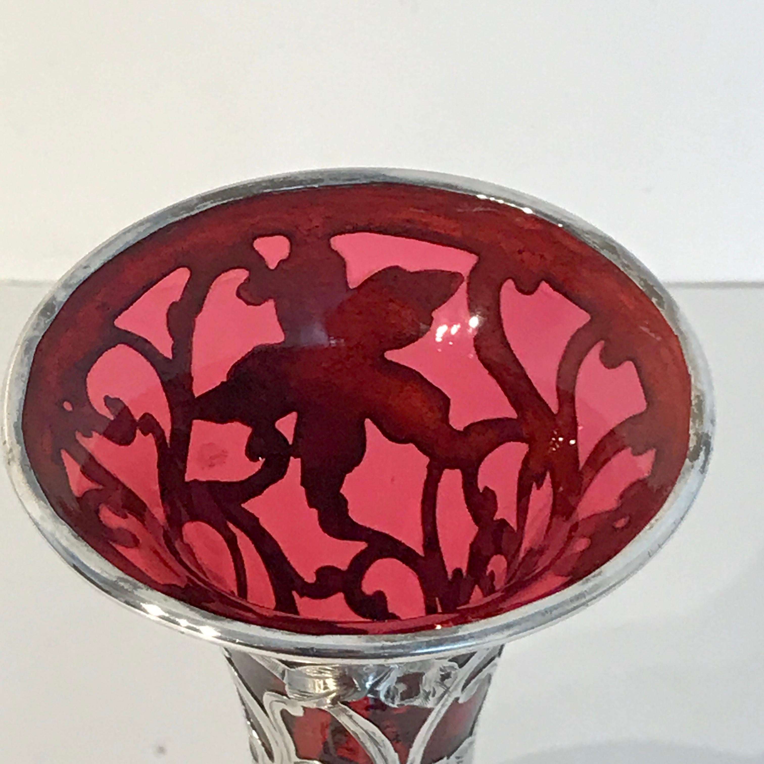 Red Silveroverlay Vase, by Alvin Silver Co. 3