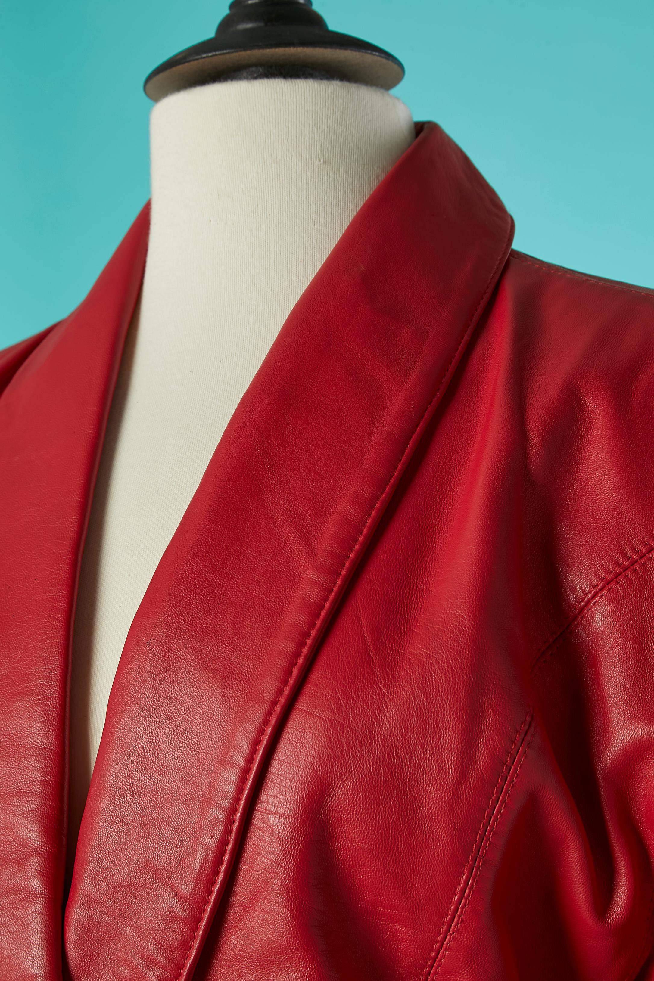 Rote einreihige Lederjacke Michael Hoban for North Beach Leather  Damen im Angebot