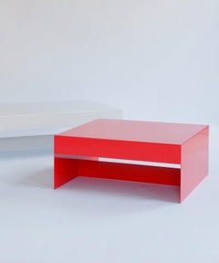 Low Red Single Form Square Aluminium Coffee / Sofa Table - Customisable