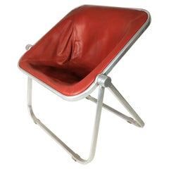 red skai & aluminum 1969 folding chair Plona by G. Piretti for Anonima Castelli