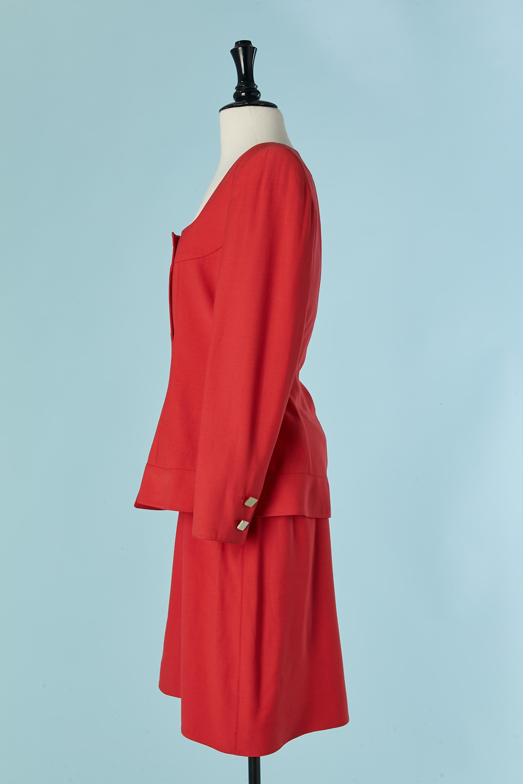 Red skirt suit with double breasted jacket MONTANA en Excelente estado para la venta en Saint-Ouen-Sur-Seine, FR