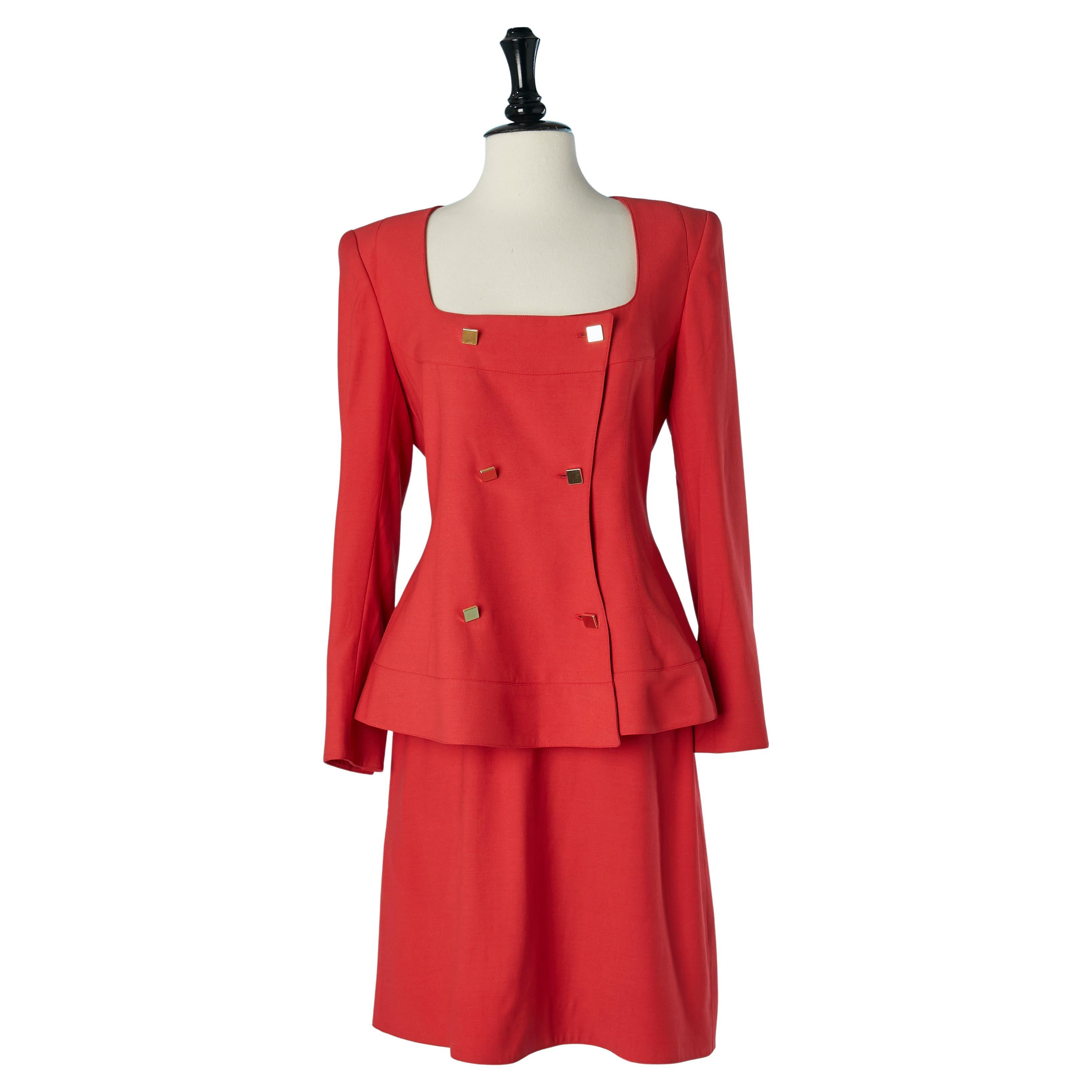 Red skirt suit with double breasted jacket MONTANA en venta