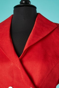 Red skirt- suit with silver stars on snap Mugler by Thierry Mugler Circa 1990's