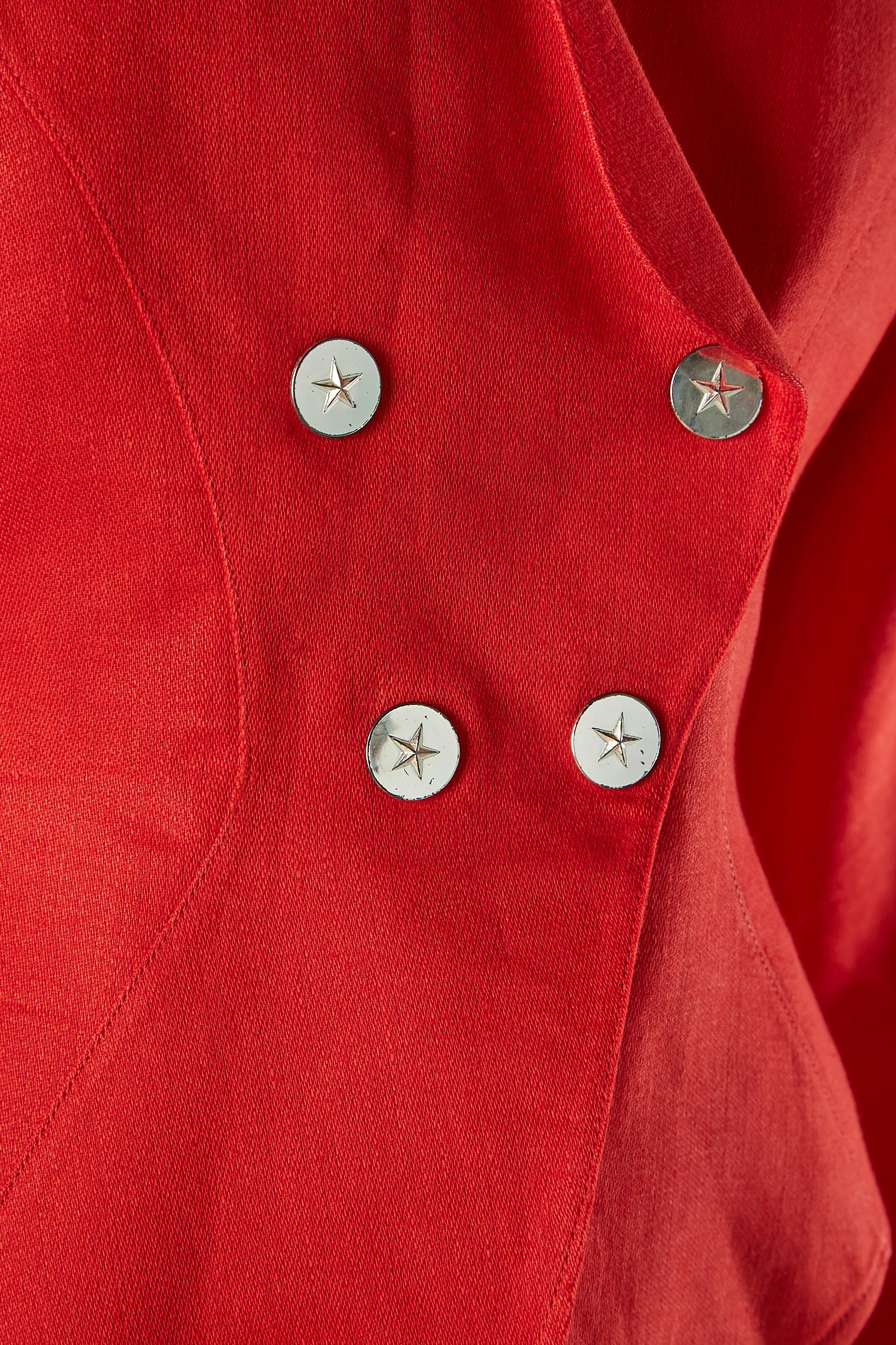 Costume jupe rouge avec étoiles argentées sur le snap Mugler par Thierry Mugler Circa 1990's  Pour femmes en vente