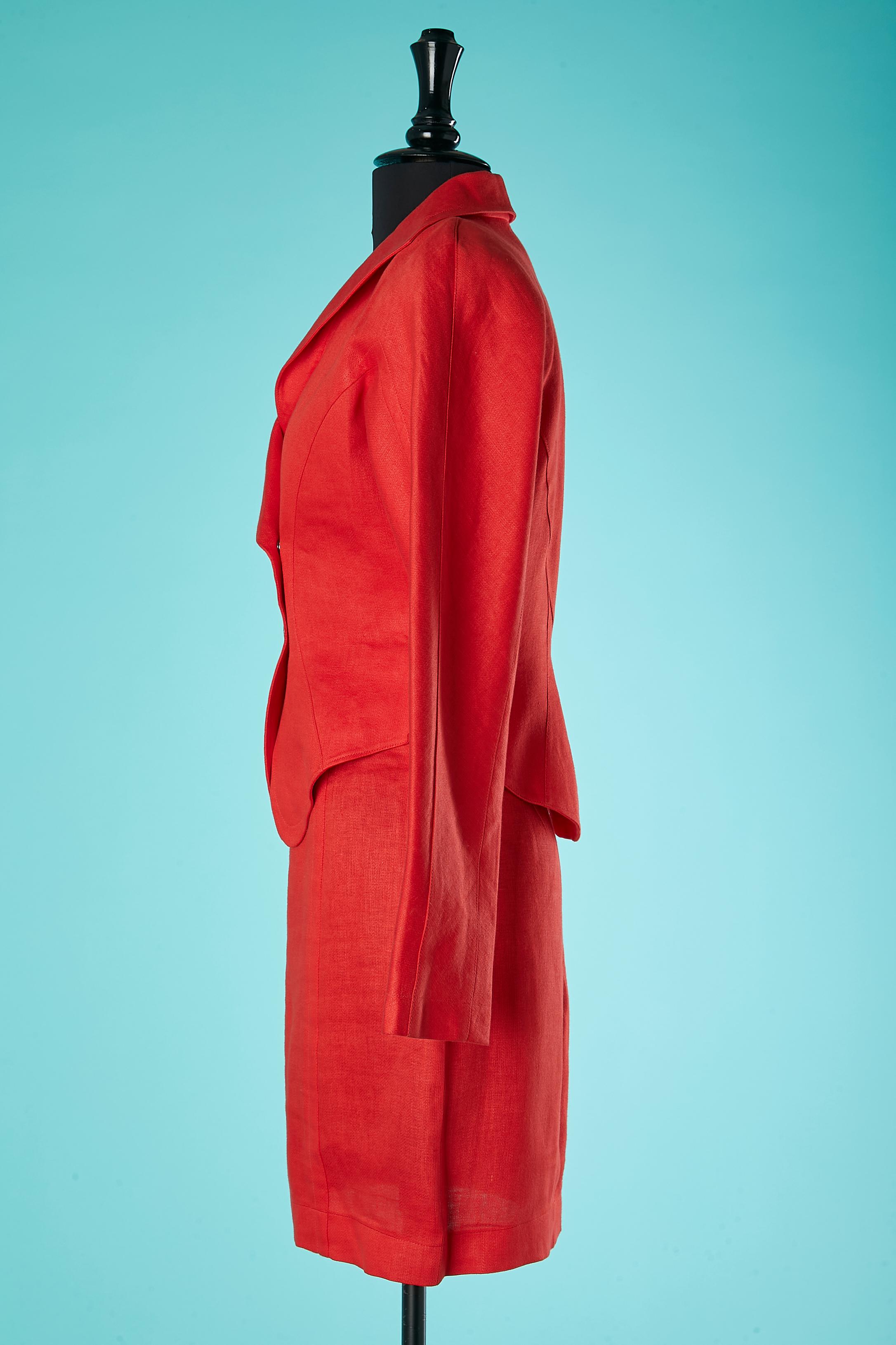 Roter Rock – Anzug mit silbernen Sternen auf Schnappverschluss Mugler von Thierry Mugler Circa 1990er  im Angebot 1