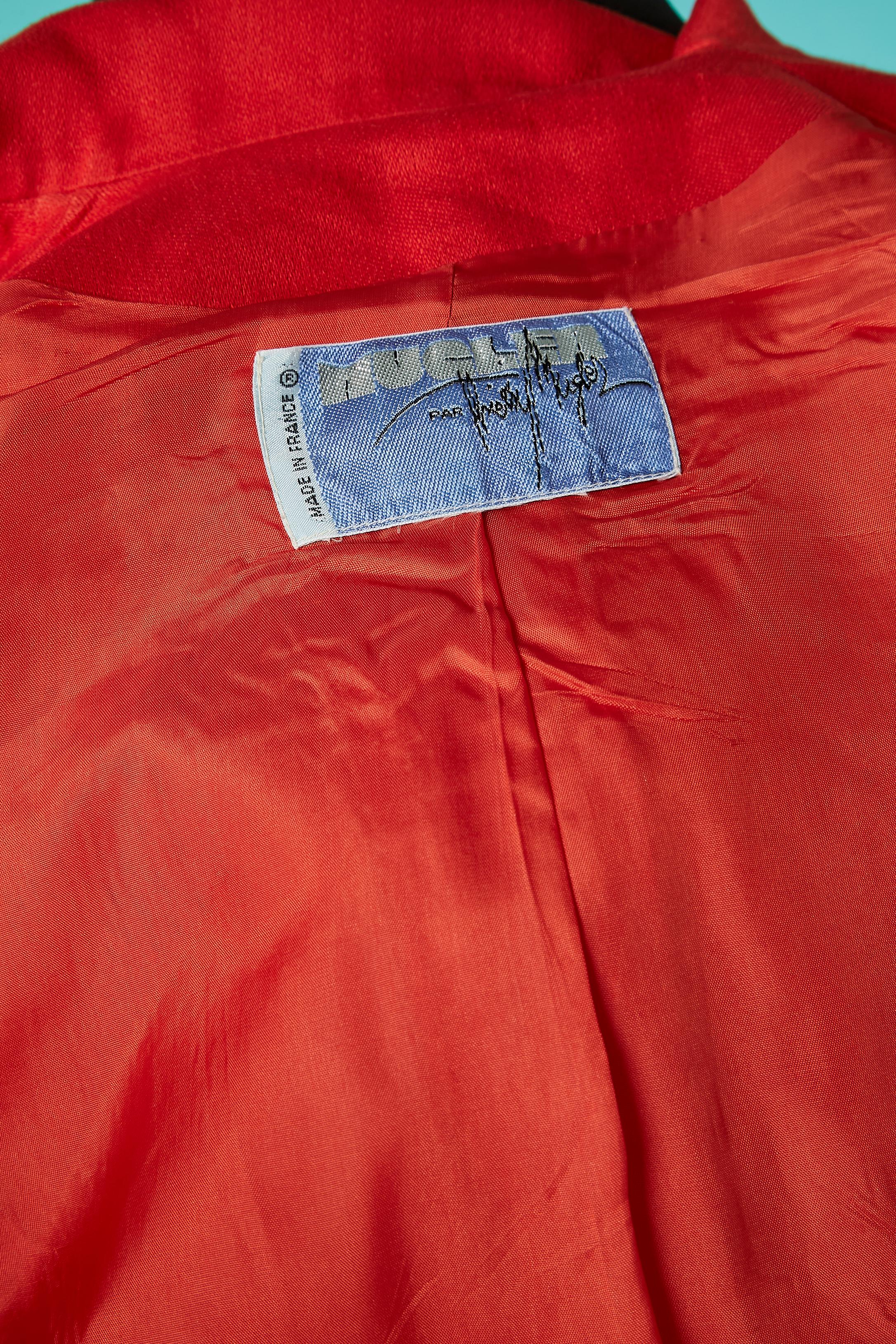 Red skirt- suit with silver stars on snap Mugler by Thierry Mugler Circa 1990's For Sale 4