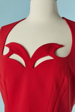 Red sleeveless cocktail dress with cut-work MOSCHINO COUTURE New