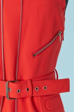 Red sleeveless dress with zip MOSCHINO COUTURE New