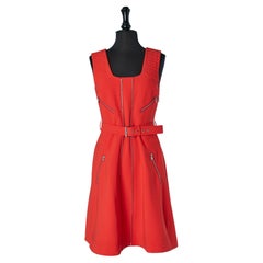 Red sleeveless dress with zip MOSCHINO COUTURE New