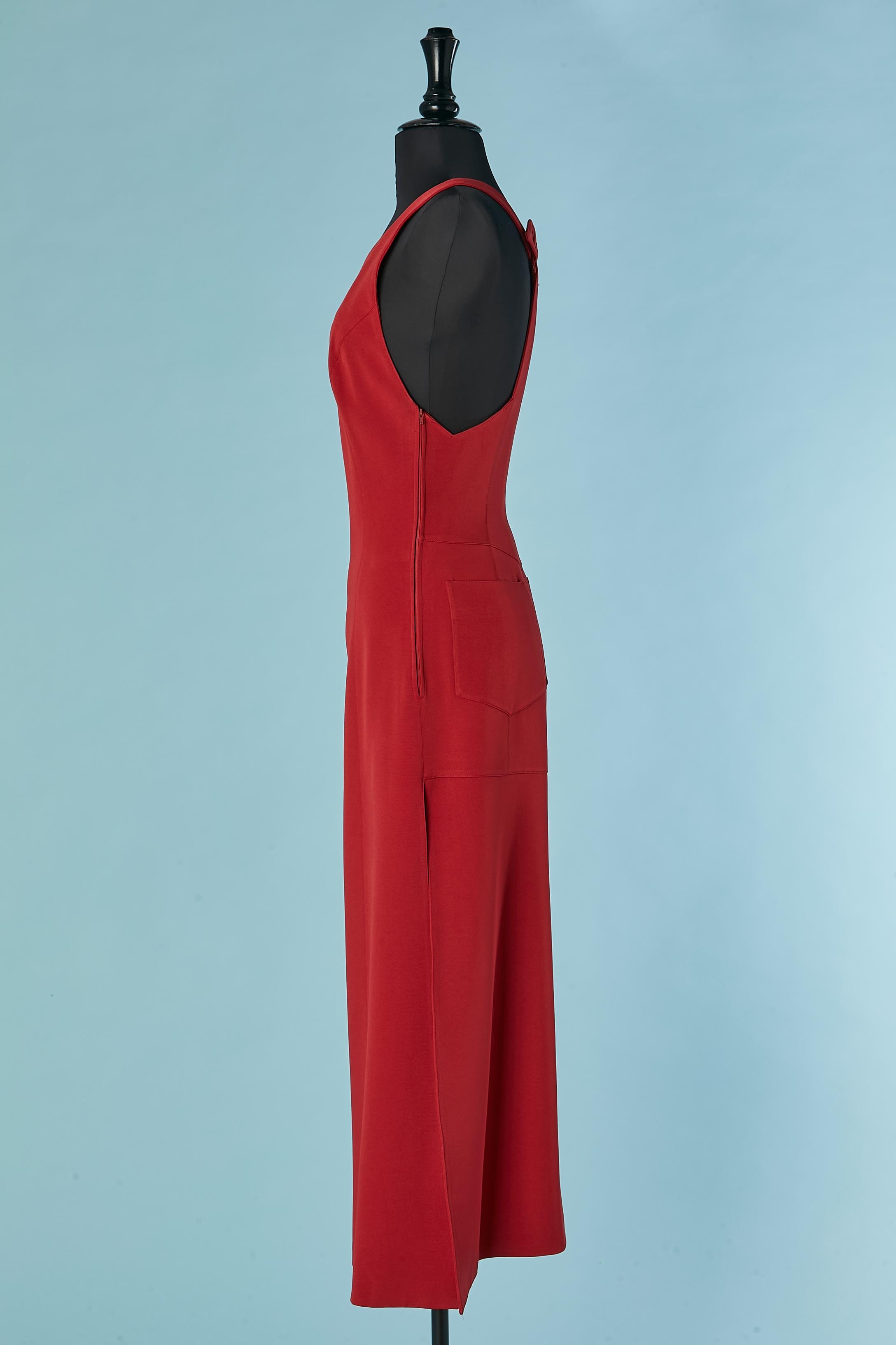 Vestido de noche rojo sin mangas con abertura lateral MONTANA en Bueno estado para la venta en Saint-Ouen-Sur-Seine, FR