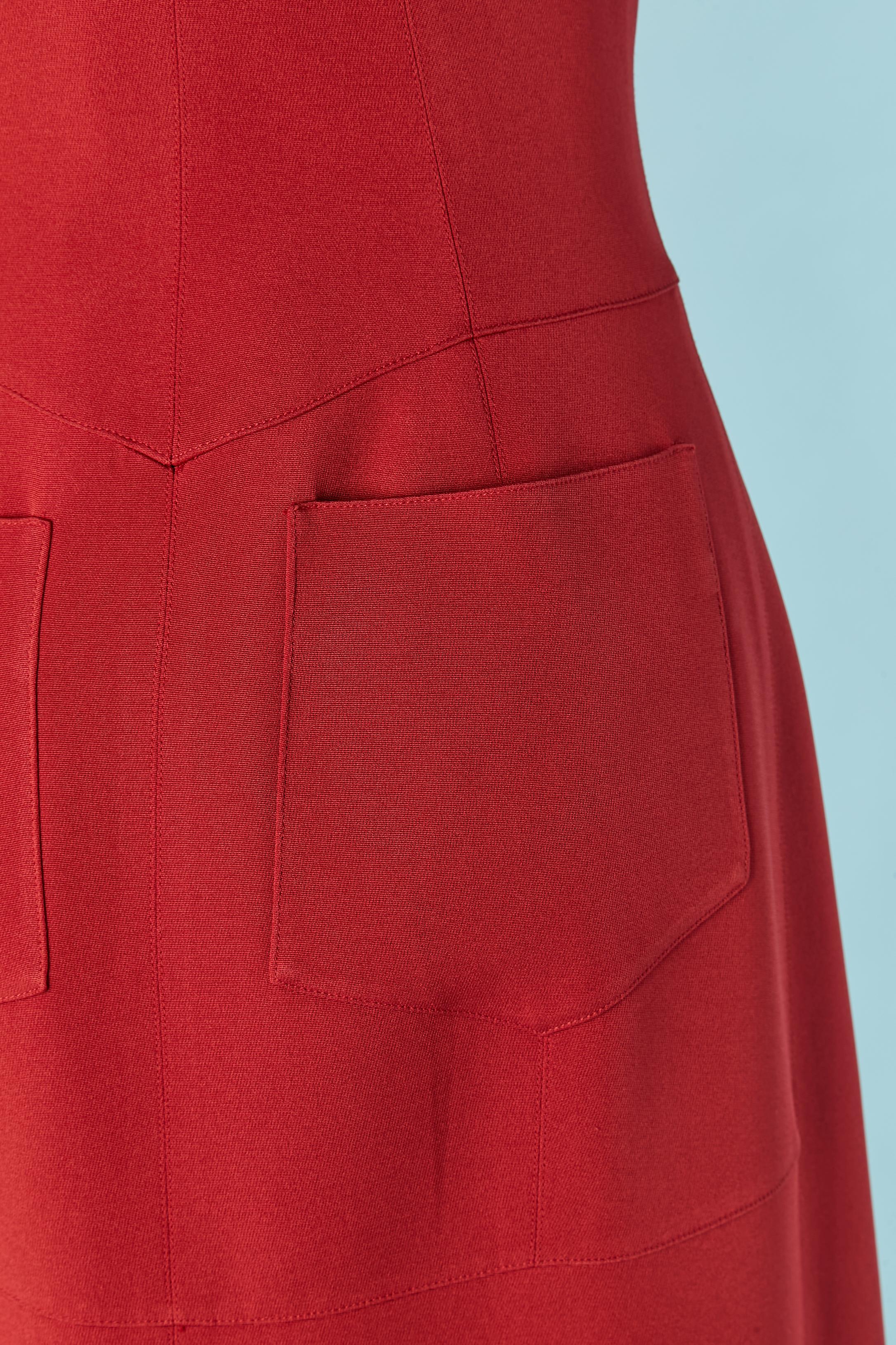 Vestido de noche rojo sin mangas con abertura lateral MONTANA en venta 2