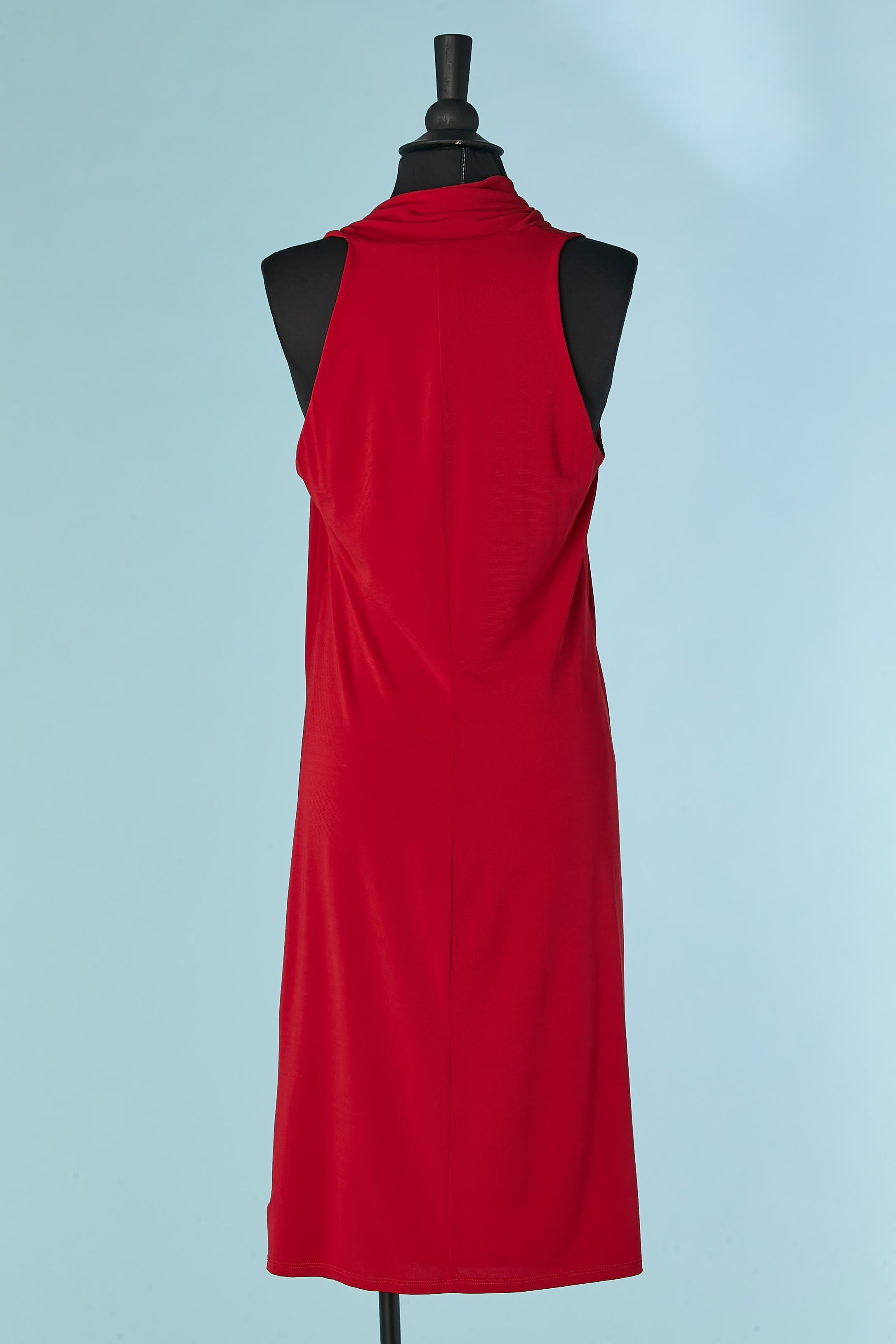 Red sleeveless jersey dress with red buckle Max Mara For Sale 1