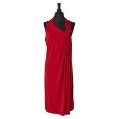 Red sleeveless jersey dress with red buckle Max Mara