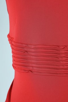 Red  sleeveless jersey top-stitched cocktail dress Ferré NEW